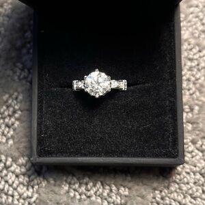 Costume ring with round solitaire, 2 carat stone